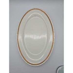 Rorstrand Sweden Oval Porcelain Platter #522 Gold Ribbon Pattern 15.25" x 10."